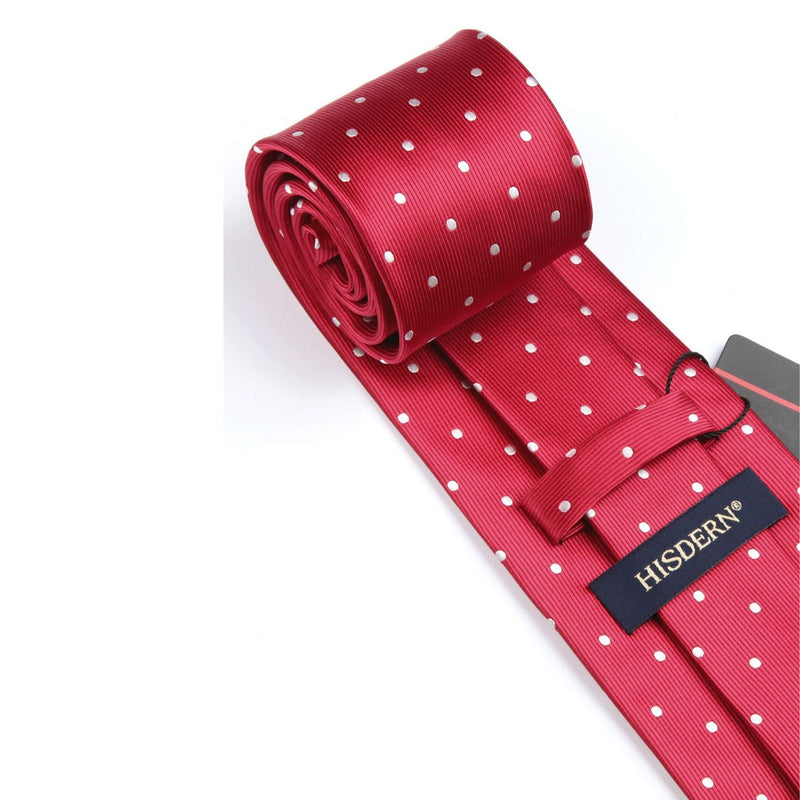 Polka Dot Tie Handkerchief Set - RED/WHITE