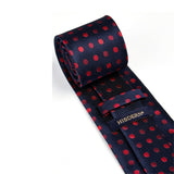 Polka Dot Tie Handkerchief Set - D-NAVY BLUE/RED