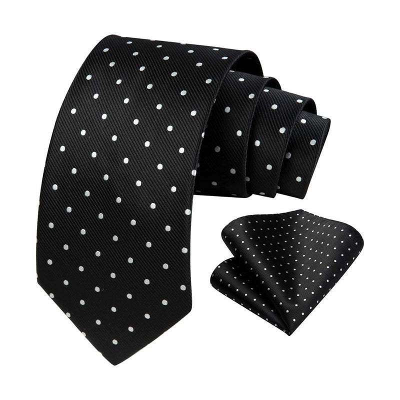 Polka Dot Tie Handkerchief Set - B-BLACK/WHITE 2