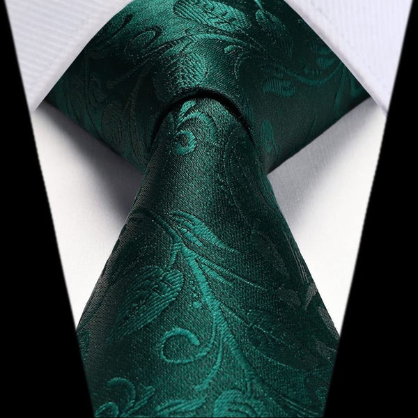 Floral Tie Handkerchief Set - K-GREEN-2