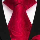 Floral Tie Handkerchief Set - RED-9