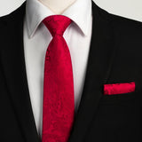 Floral Tie Handkerchief Set - RED-9