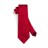 Floral Tie Handkerchief Set - RED-9