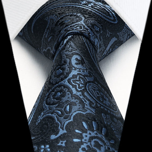 Paisley Tie Handkerchief Set - NAVY BLUE 7