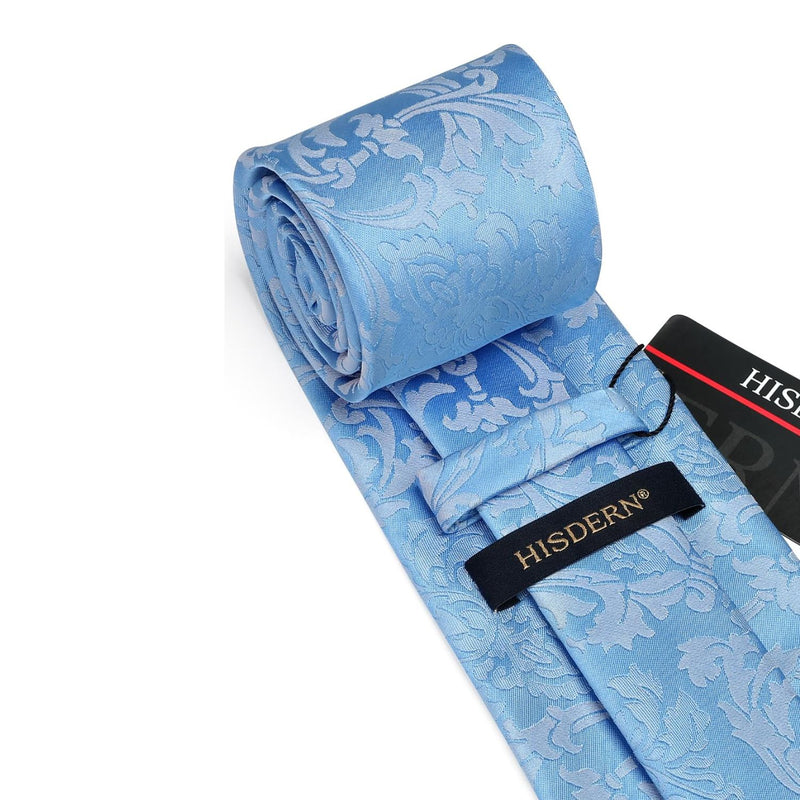 Floral Tie Handkerchief Set - LIGHT BLUE