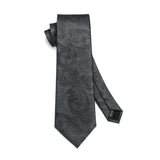 Floral Tie Handkerchief Set - BLACK-2