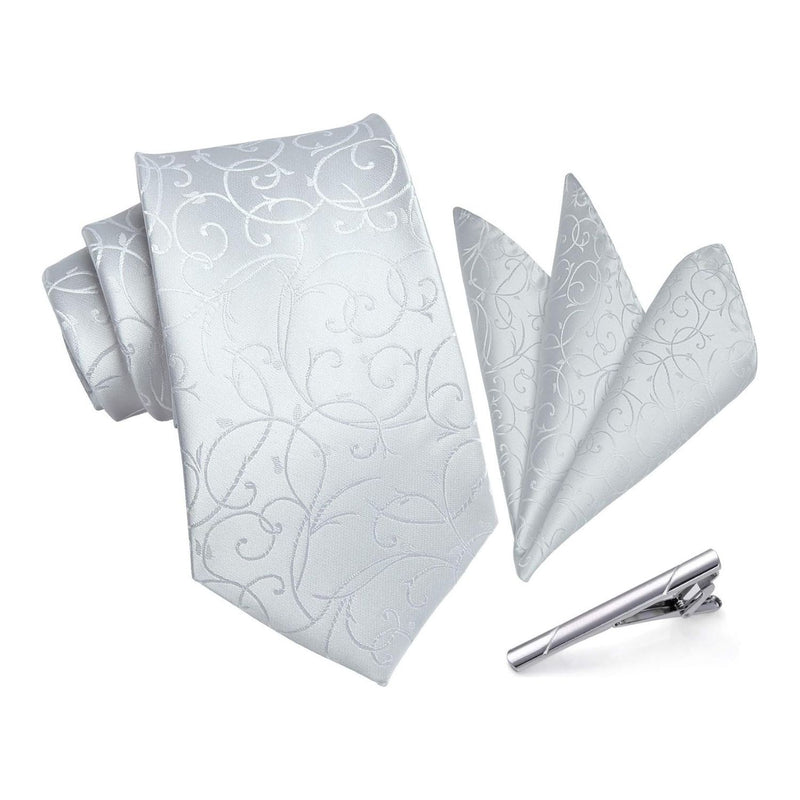 Floral Tie Handkerchief Clip - 07 WHITE