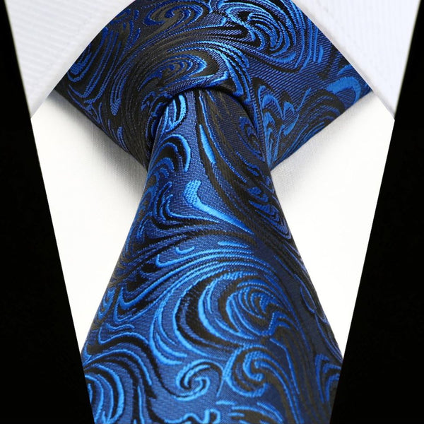 Paisley Tie Handkerchief Set - 02A-ROYAL BLUE1