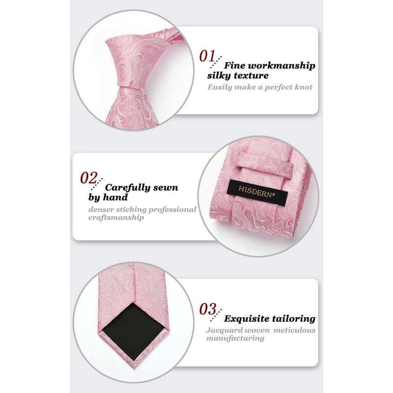 Paisley Tie Handkerchief Set - D4-PINK