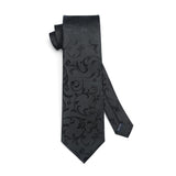 Floral Tie Handkerchief Set - BLACK-1