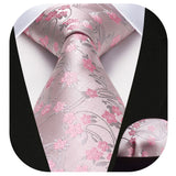 Floral Tie Handkerchief Set - PINK