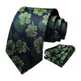 Floral Tie Handkerchief Set - C-GREEN/NAVY BLUE