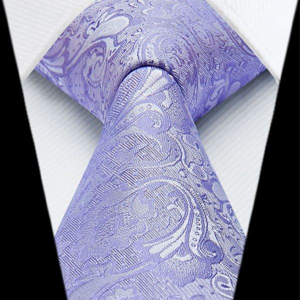 Floral Tie Handkerchief Set - 04-PURPLE