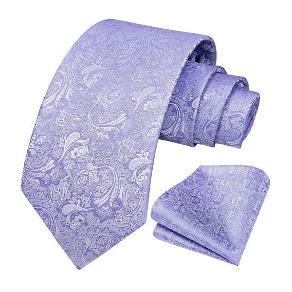 Floral Tie Handkerchief Set - 04-PURPLE