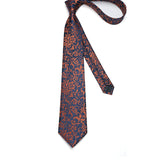 Paisley Tie Handkerchief Set - A-ORANGE/NAVY BLUE