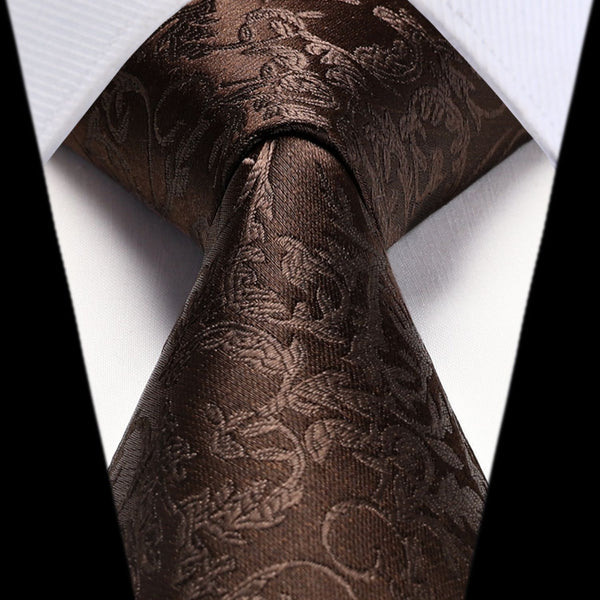 Floral Tie Handkerchief Set - L2-BROWN