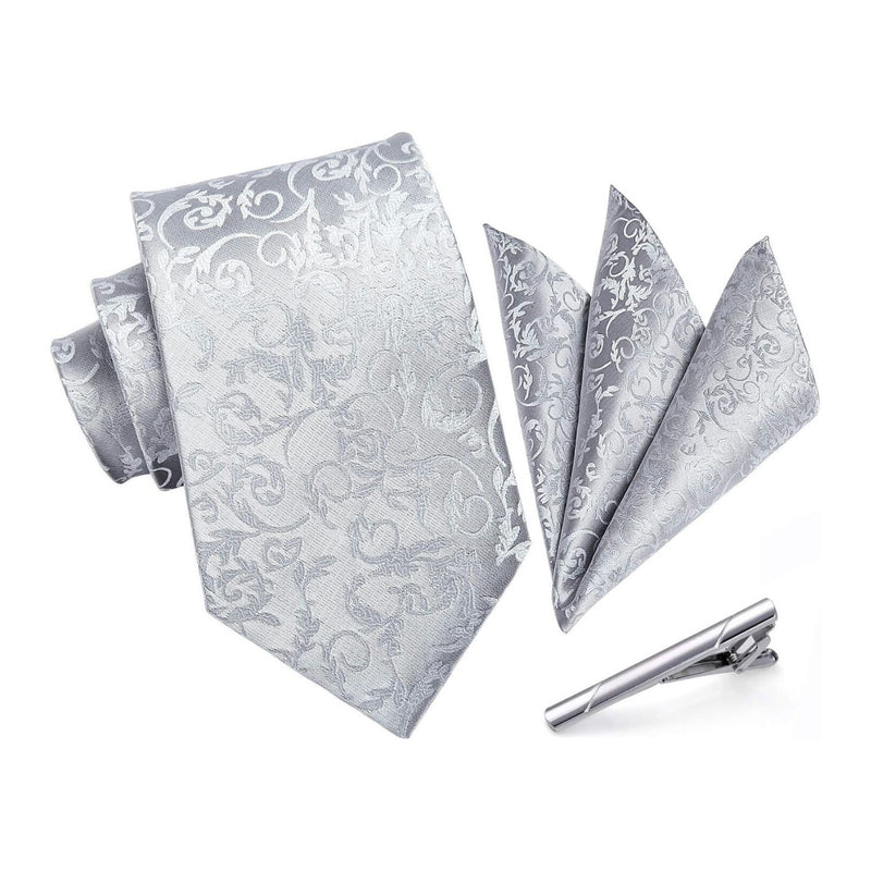 Floral Tie Handkerchief Clip - 05 SILVER