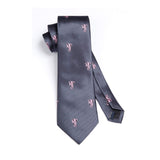 Elephant Tie Handkerchief Set - 03-GREY