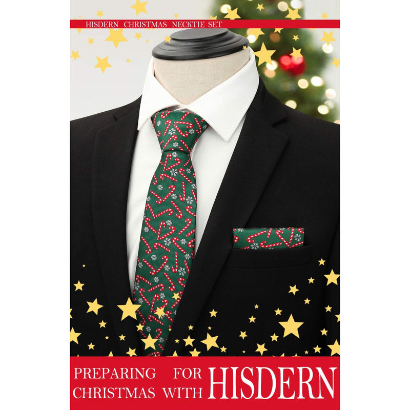 Christmas Tie Handkerchief Set - A-2 GREEN/CANDY