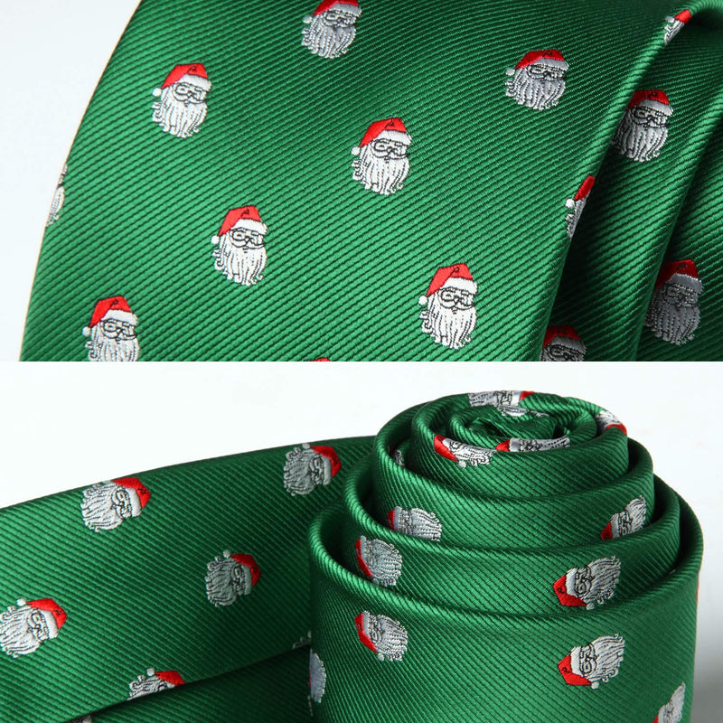 Christmas Tie Handkerchief Set - 01 GREEN/WHITE/RED