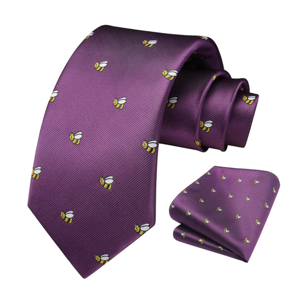 Bee Tie Handkerchief Set - PURPLE