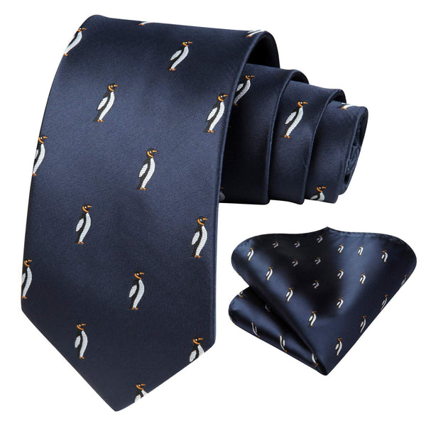 Penguin Tie Handkerchief Set - 07-BLUE