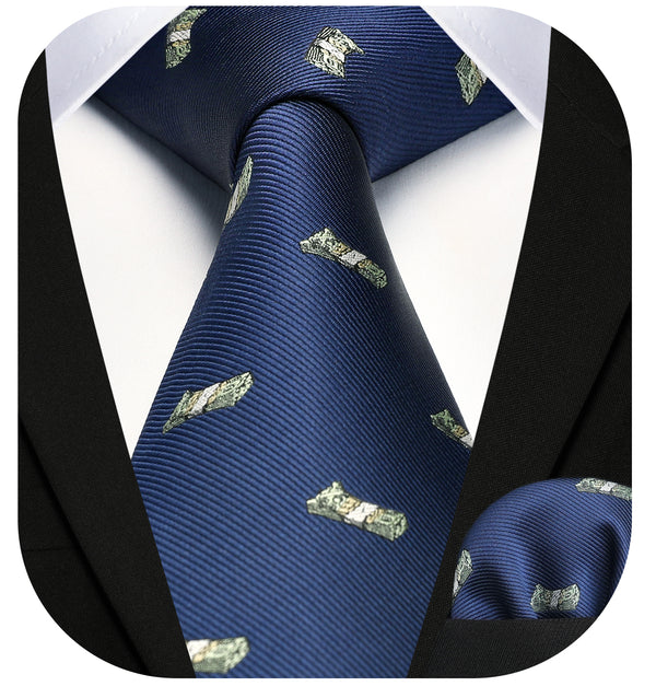 Pattern Tie Handkerchief Set - NAVY BLUE 