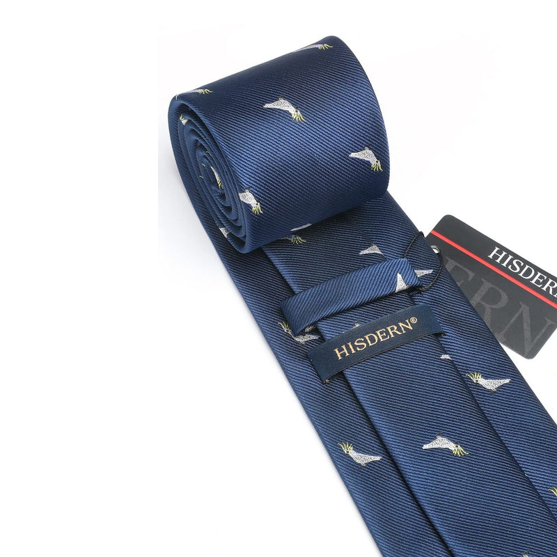 Parrot Tie Handkerchief Set - NAVY BLUE-5