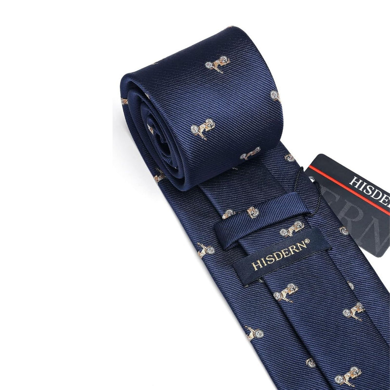 Pattern Tie Handkerchief Set - NAVY BLUE