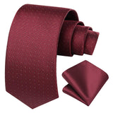 Solid Houndstooth Tie Handkerchief Set - B-03 Burgundy