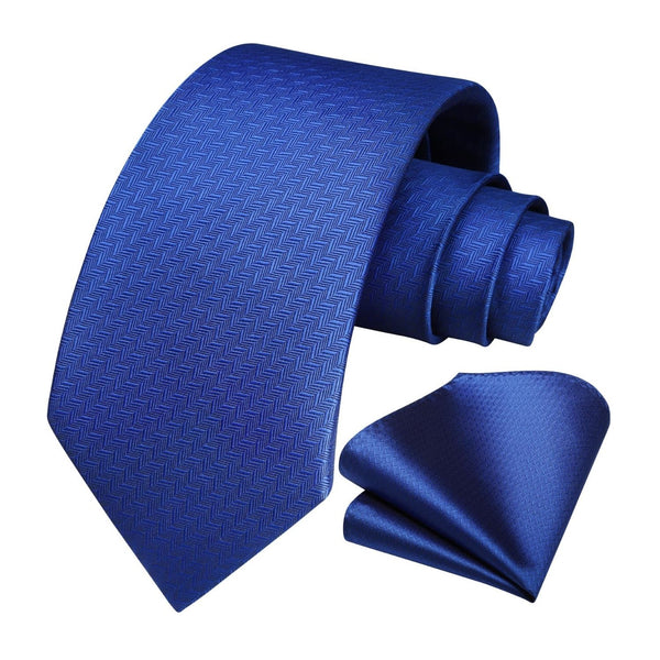 Houndstooth Tie Handkerchief Set - D3 ROYAL BLUE