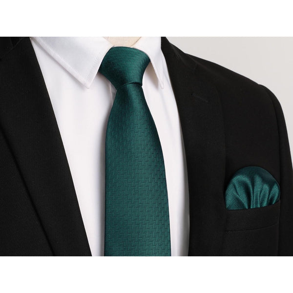 Houndstooth Tie Handkerchief Set - F6 DARK GREEN