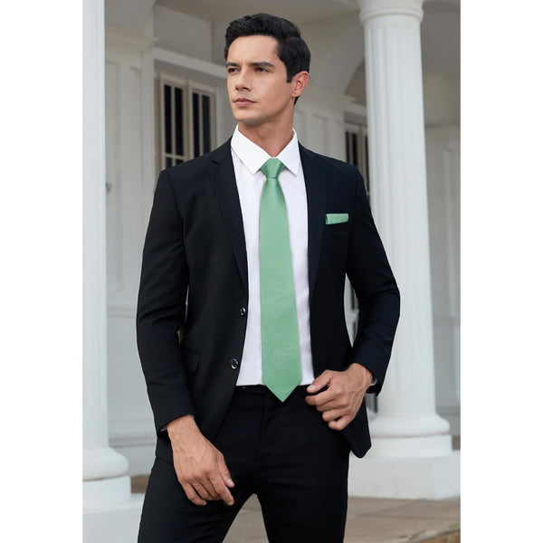 Hisdern Sage Green2 Houndstooth Wedding Tie Set with Cufflinks