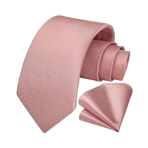 Houndstooth Tie Handkerchief Set - A-22 BLUSH PINK