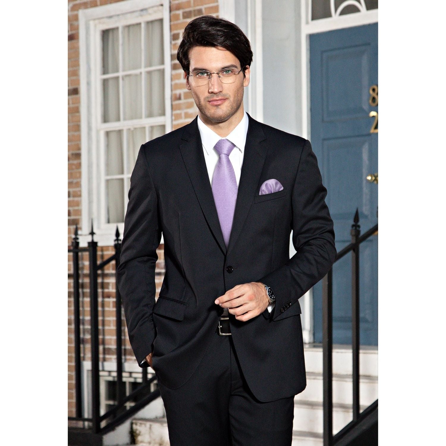 mens purple tie set