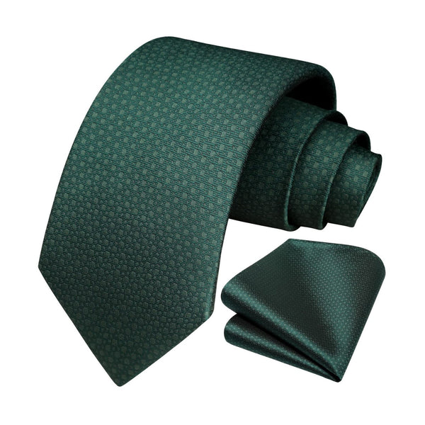 Houndstooth Tie Handkerchief Set - F-EMERALD GREEN