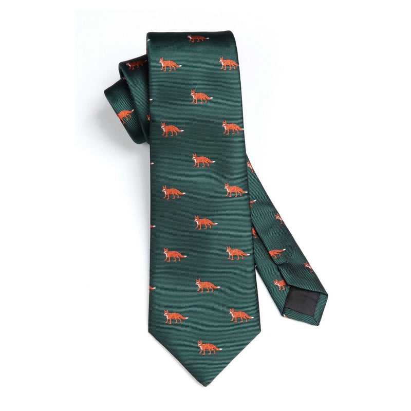 Fox Tie Handkerchief Set - 05-GREEN