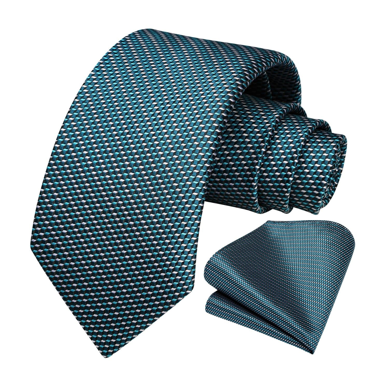 Men's Plaid Tie Handkerchief Set - TEAL BLUE – Hisdern