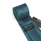 Men's Plaid Tie Handkerchief Set - TEAL BLUE