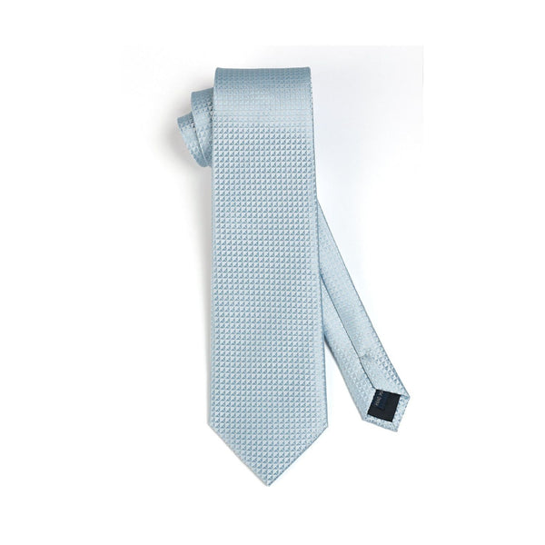 Houndstooth Tie Handkerchief Set - LIGHT BLUE-2