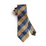 Plaid Tie Handkerchief Set - YELLOW/NAVY BLUE
