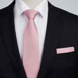 Houndstooth Tie Handkerchief Set - 03-PINK3