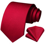 Solid Houndstooth Tie Handkerchief Set - B-07 Dark Red