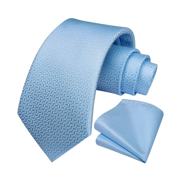 Houndstooth Tie Handkerchief Set - Z2-SKY BLUE
