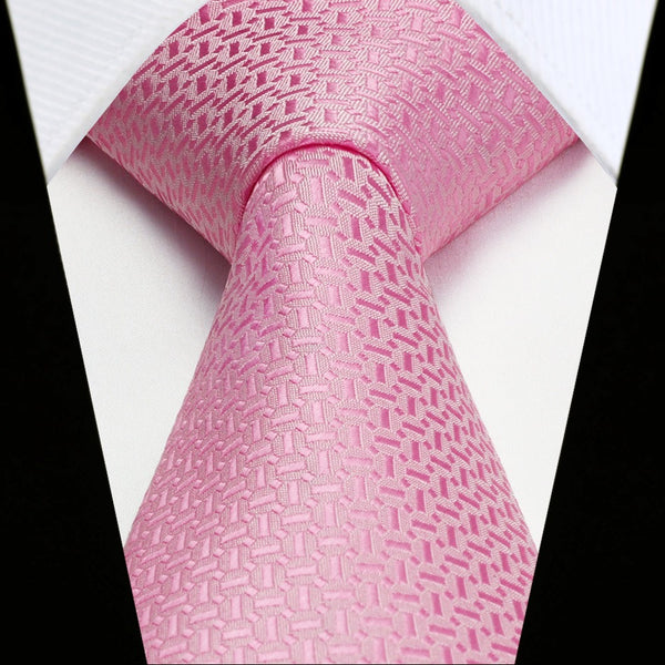 Houndstooth Tie Handkerchief Set - B2-PINK