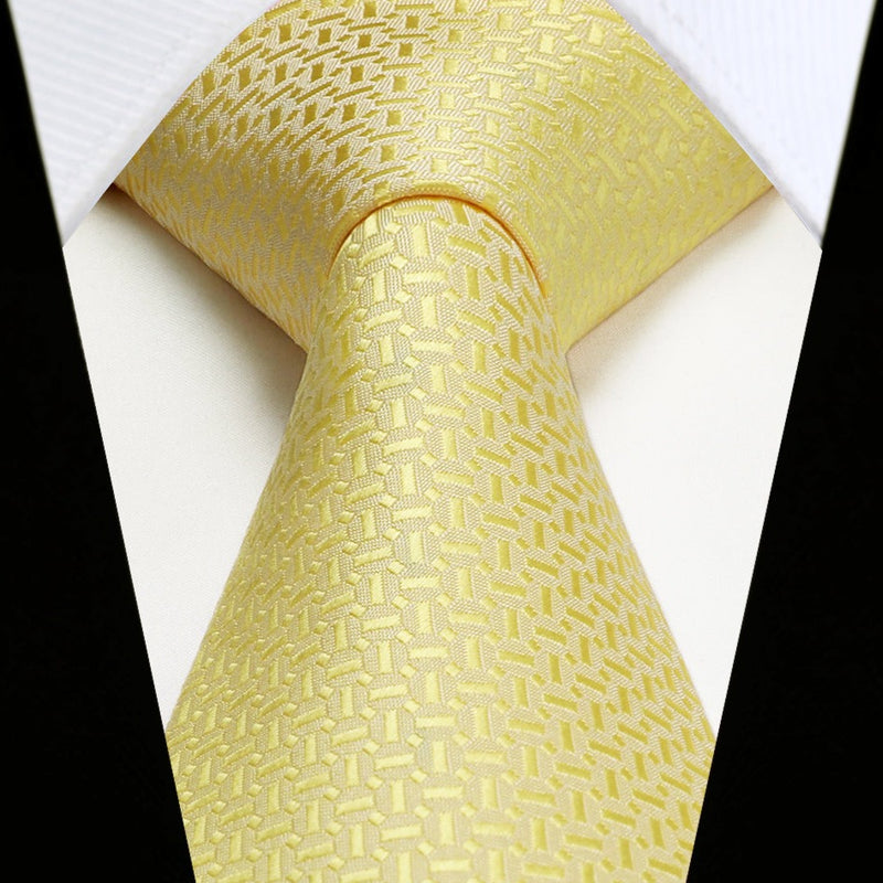 Houndstooth Tie Handkerchief Set - E1-champagne