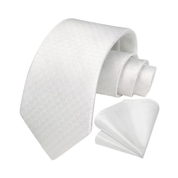 Houndstooth Tie Handkerchief Set - C-03 WHITE