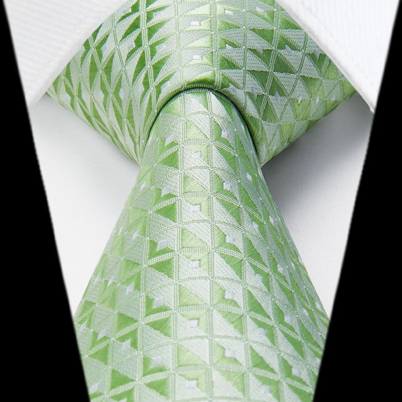 Men's Plaid Tie Handkerchief Set - C5-SAGE GREEN