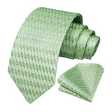 Men's Plaid Tie Handkerchief Set - C5-SAGE GREEN