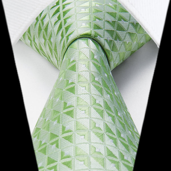 Men's Plaid Tie Handkerchief Set - C5-SAGE GREEN